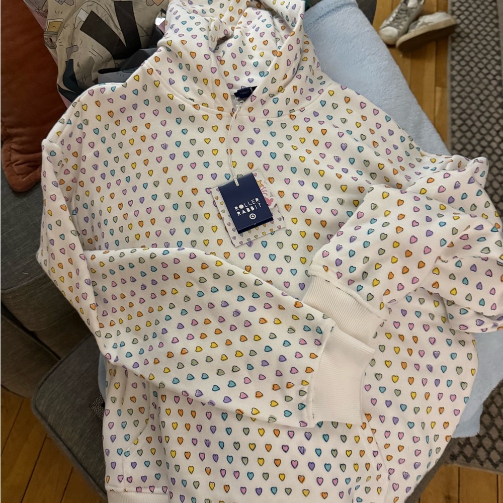 Roller rabbit target multicolor Heart Print Hoodie